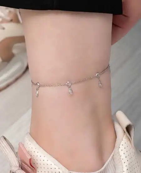 Gümüş Damla Zirkon Taşlı Halhal