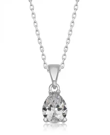 Gümüş Damla Zirkon Taşlı Kadın Kolye