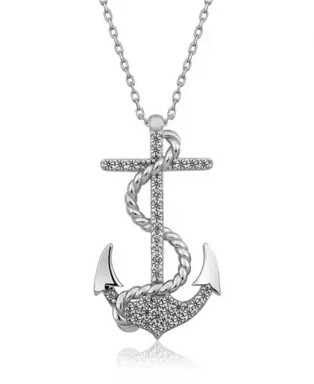 Gümüş Deniz Çapası Bayan Kolye