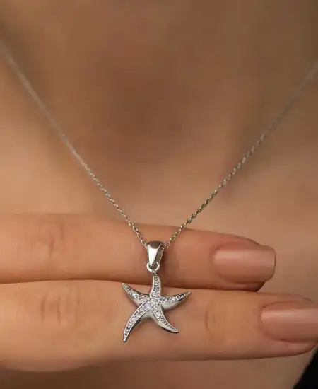 Gümüş Deniz Yıldızı Bayan Kolye