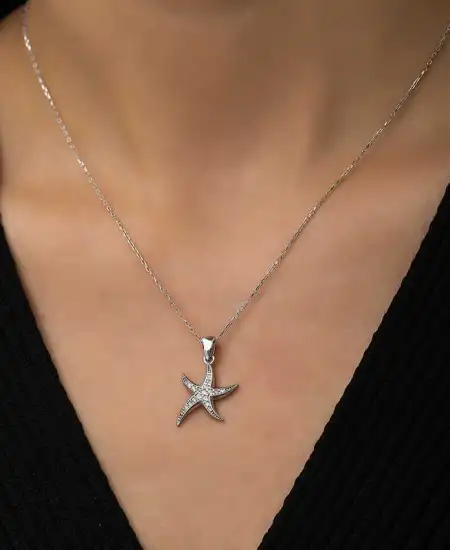 Gümüş Deniz Yıldızı Bayan Kolye