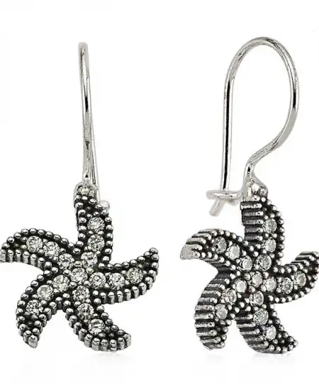 Gümüş Deniz Yıldızı Sallantılı Küpe