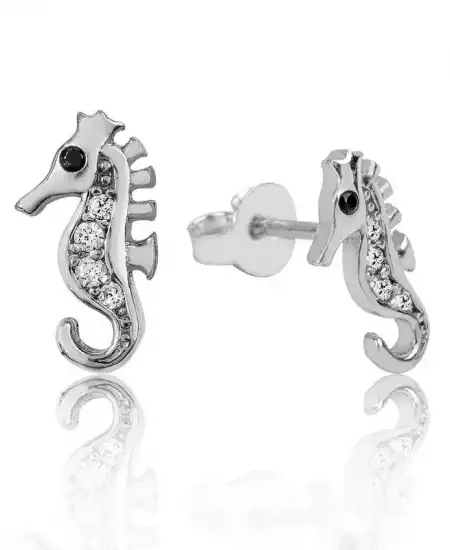 Gümüş Denizatı Çivili Küpe