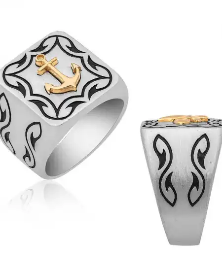 Gümüş Denizci Çapası Armalı Erkek Yüzük