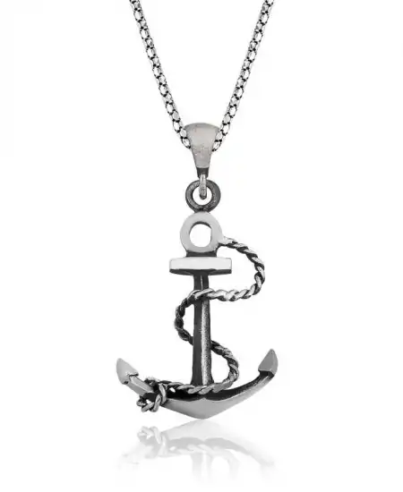 Gümüş Denizci Çapası Kolye