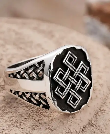 Gümüş Desenli Erkek Yüzük