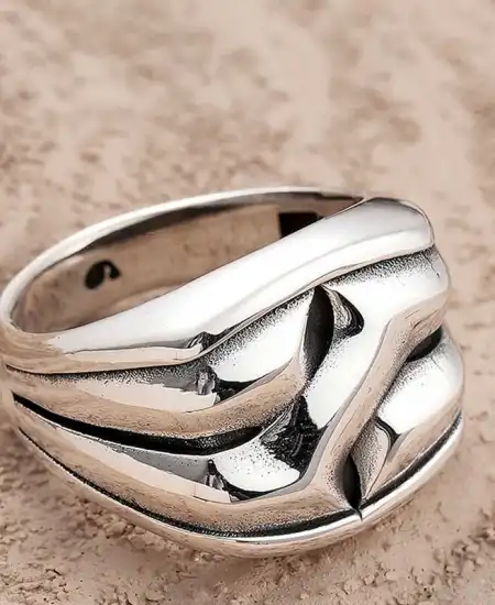 Gümüş Desenli Erkek Yüzük