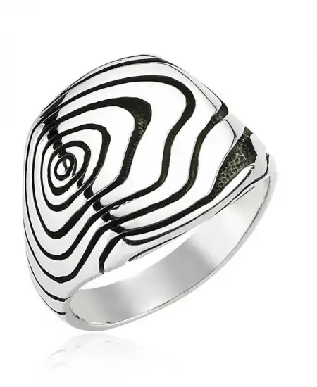 Gümüş Desenli Erkek Yüzük