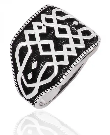 Gümüş Desenli Erkek Yüzük