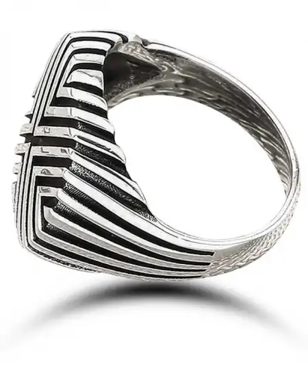 Gümüş Desenli Erkek Yüzük