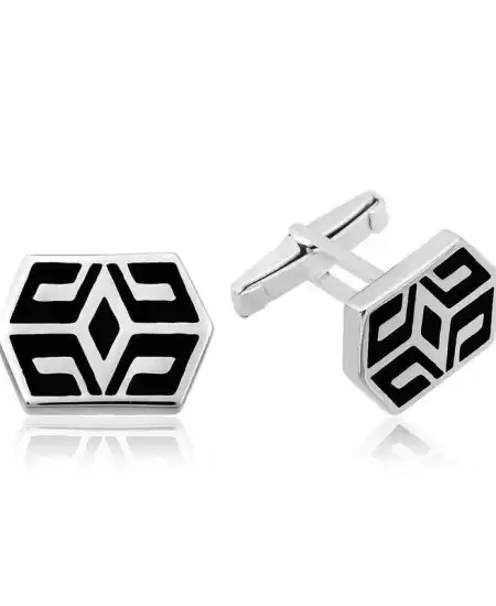 Gümüş Desenli Kol Düğmesi