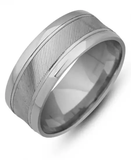 Gümüş Desenli Rodyum Alyans