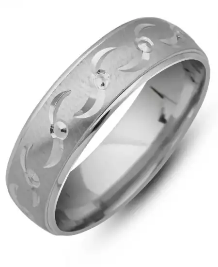 Gümüş Desenli Rodyum Alyans