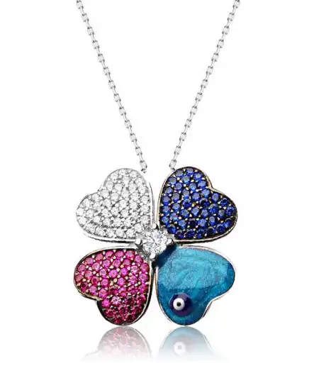 Gümüş Dört Yapraklı Yonca Kolye