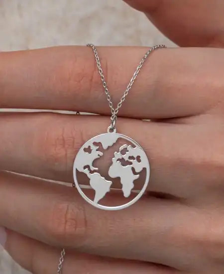 Gümüş Dünya Kadın Kolye