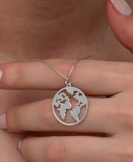 Gümüş Dünya Kadın Kolye