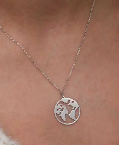 Gümüş Dünya Kadın Kolye