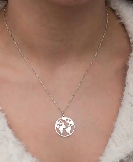 Gümüş Dünya Kadın Kolye