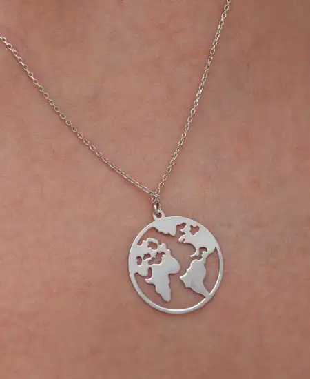 Gümüş Dünya Kadın Kolye