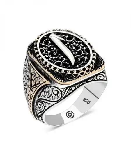 Gümüş Elif Oval Erkek Yüzük