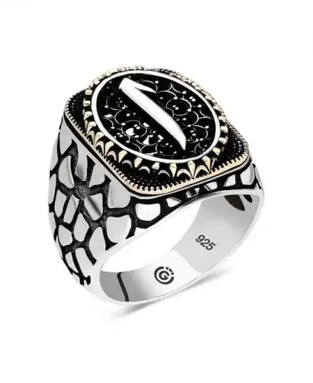 Gümüş Elif Oval Erkek Yüzük