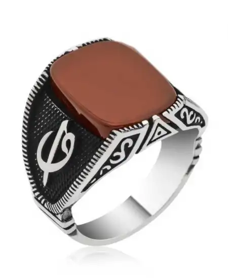 Gümüş Elif Vav Erkek Yüzük