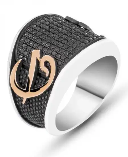 Gümüş Elif Vav Erkek Yüzük