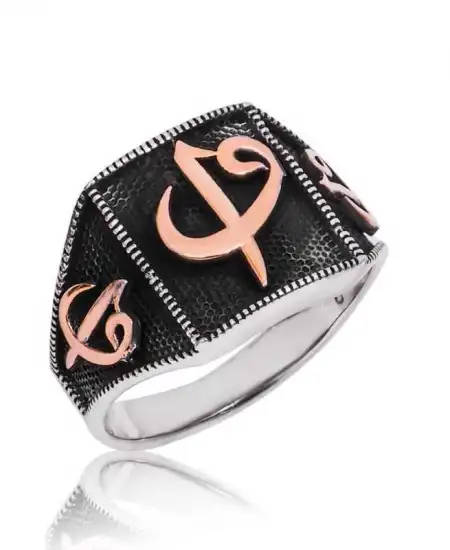 Gümüş Elif Vav Erkek Yüzük