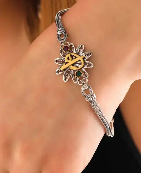 Gümüş Elif Vav Otantik Kadın Bileklik