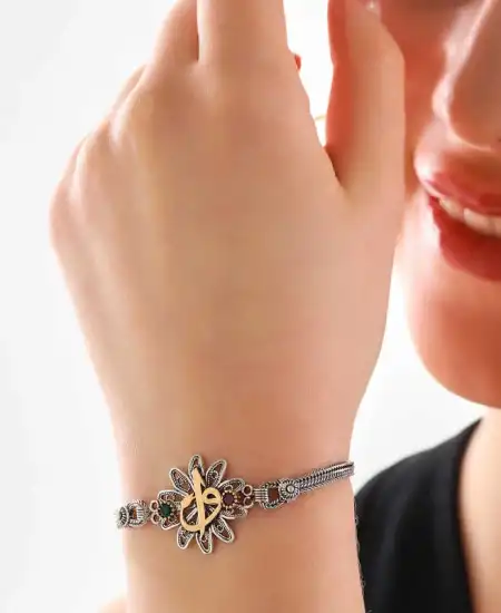 Gümüş Elif Vav Otantik Kadın Bileklik