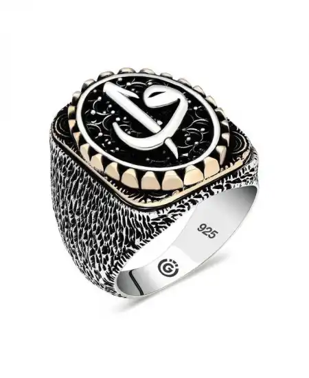 Gümüş Elif Vav Oval Erkek Yüzük