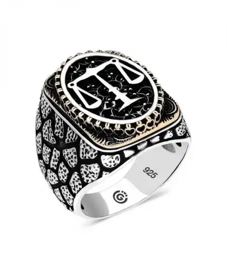 Gümüş Elif Vav Oval Erkek Yüzük