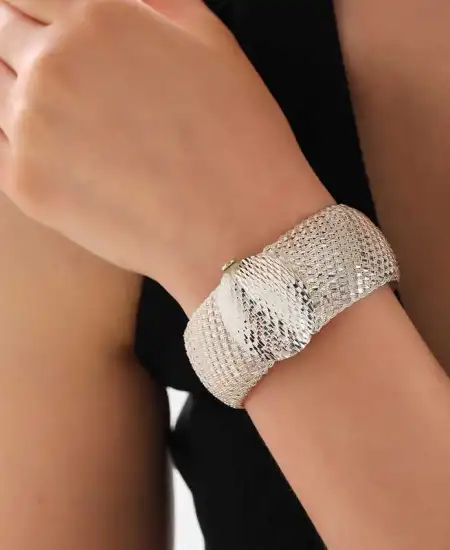 Gümüş Elişi Kalemli Kadın Bilezik