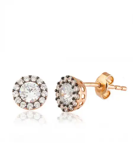 Gümüş Elmas Montür Çivili Küpe