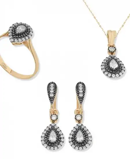 Gümüş Elmas Montür Damla Bayan Set