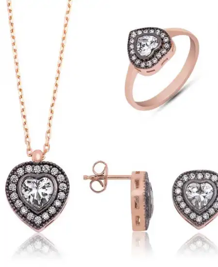 Gümüş Elmas Montür Kalpli Bayan Set