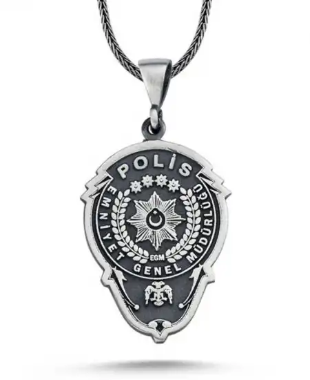 Gümüş Emniyet Teşkilatı Polis Armalı Kolye