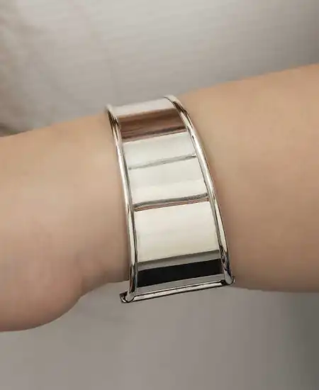 Gümüş Eskitme Bayan Bilezik