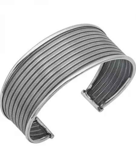 Gümüş Eskitme Desenli Kadın Bilezik