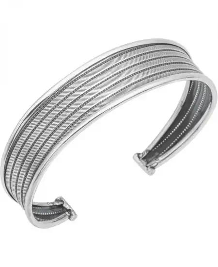 Gümüş Eskitme Desenli Kadın Bilezik