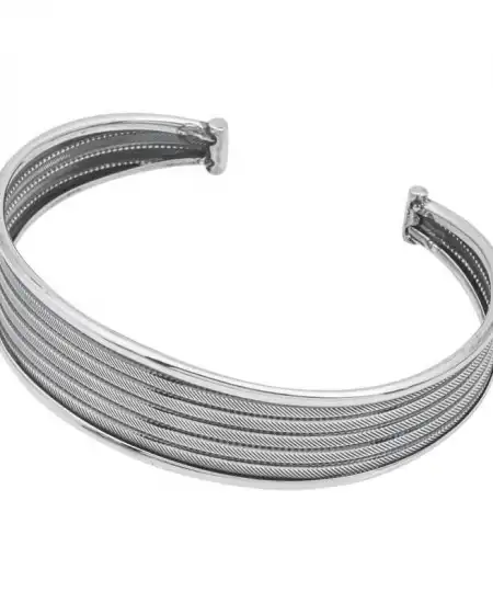 Gümüş Eskitme Desenli Kadın Bilezik