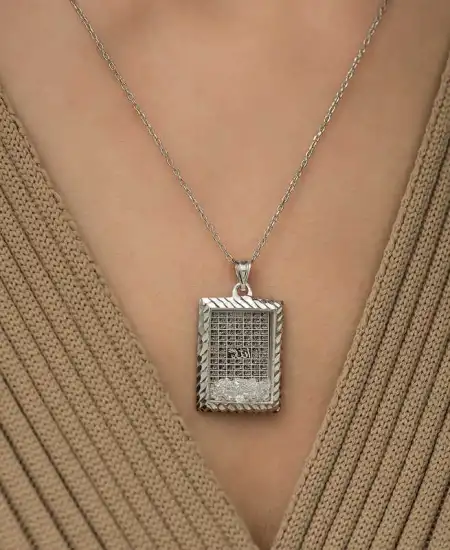 Gümüş Esmaül Hüsna Yazılı Kolye