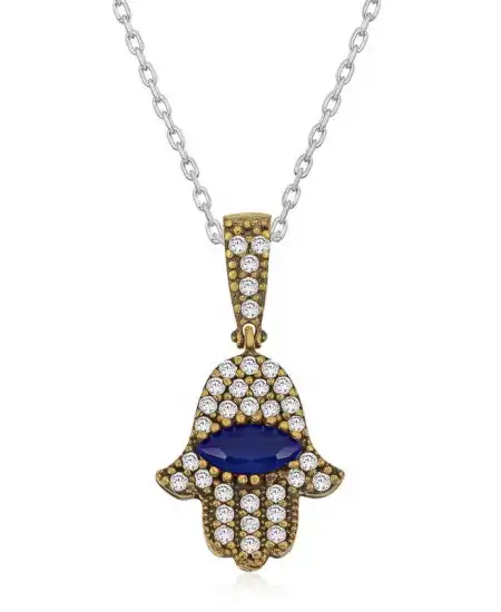 Gümüş Fatma Eli Otantik Bayan Kolye