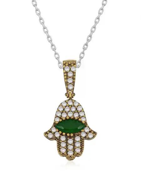 Gümüş Fatma Eli Otantik Bayan Kolye