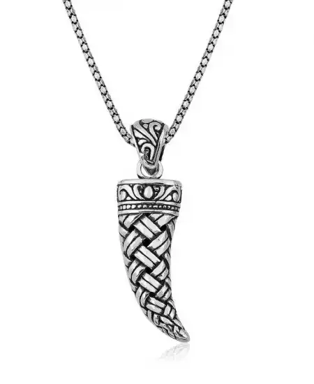 Gümüş Fil Dişi Erkek Kolye