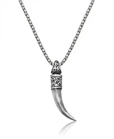 Gümüş Fil Dişi Erkek Kolye