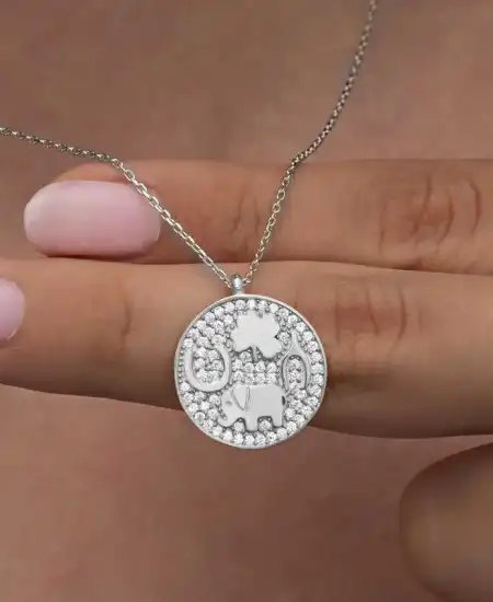 Gümüş Fil Motifli Şans Kadın Kolye