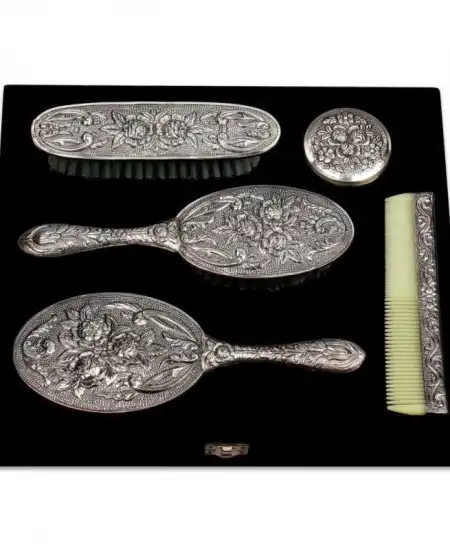 Gümüş Fırça Tarak Ayna Takımı - 5 Parça