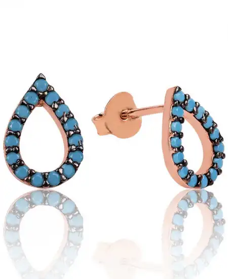 Gümüş Firuze Taşlı Aşk Damlası Küpe