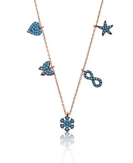 Gümüş Firuze Taşlı Şans Kolyesi